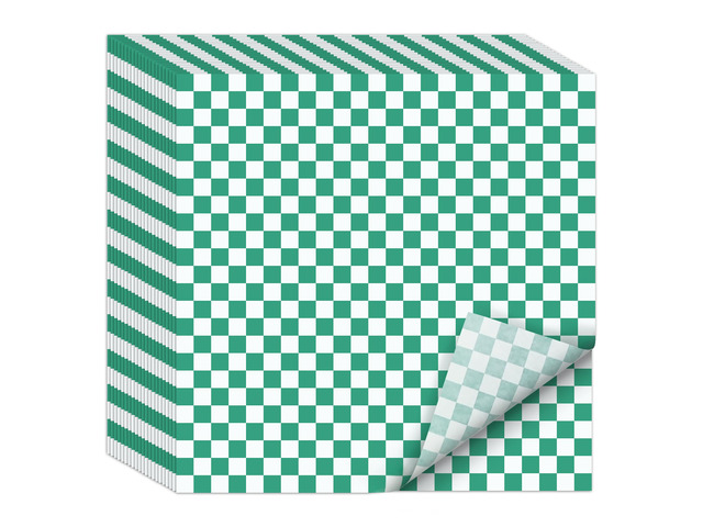 12 x 12' Grease Resistant Deli Paper Precut Sheets, 1000 Pcs Green & White Checker, Food Basket Liners, Sandwich Wrapping Paper, for Deli Food,...