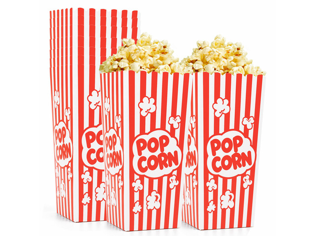 125 Pcs Popcorn Boxes for Party, Paper Popcorn Containers Buckets 7.9' Tall and 3.6' Square, Large Capacity Popcorn Box, For Pop Corn Machine,...