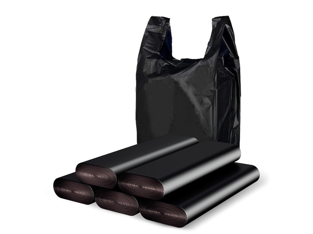 Plastic Bags Black, (11.5'x 6.5' x 21')(1000Pack) with Handles