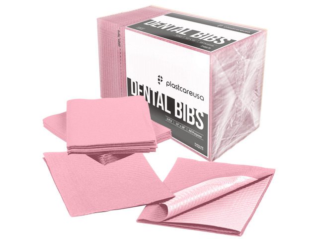 Pink Disposable Dental Bibs 13'x18' - 3 Ply Waterproof Tattoo Bib Sheet for Patients - Dentist or Medical Tray Cover and Nail Table Cover Supplies