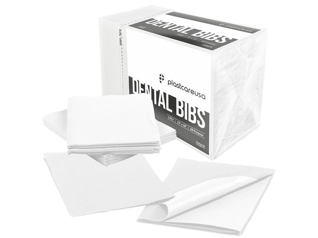 Disposable Dental Bibs 13'x18' - 3 Ply Waterproof Tattoo Bib Sheet for Patients - Dentist or Medical Tray Cover and Nail Table Cover Supplies, White