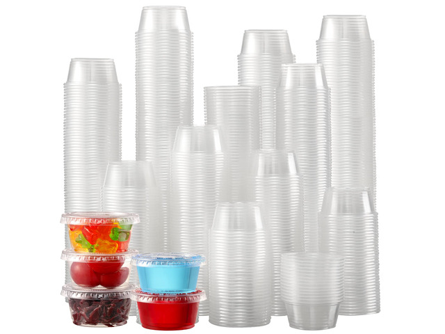 [650 Sets - 2 Oz] Jello Shot Cups, Small Plastic Containers with Lids, Airtight and Stackable Portion Cups, Salad Dressing Container, Dipping Sauce...