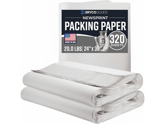 24' x 36' Newsprint Packing Paper Sheets for Moving 320 Sheets 20lb Made in USA Newspaper Paper Must Have in Your Shipping Supplies