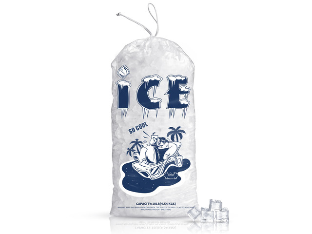 100 Pack Ice Bags 10 lb, Heavy Duty, Drawstring, 2 Mils Thickness Reusable Ice Cube Storage Bags, Plastic, Portable, for Home and Commercial Ice...