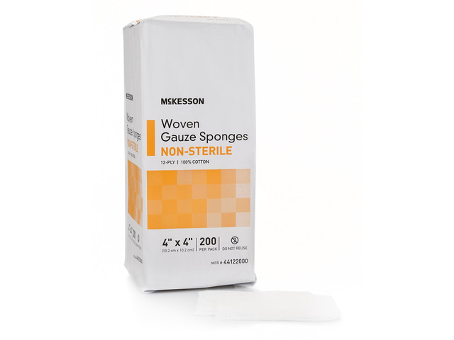 Woven Gauze Sponges, Non-Sterile, Cotton, 4 x 4 in 100% Cotton