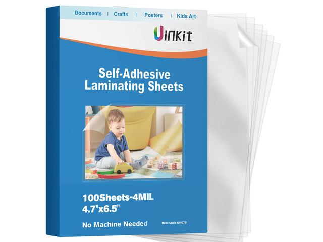 4Mil Self-Adhesive Laminating Sheets, 4.3 x 6.3 Inches 100 Pack for 4x6 Photos, Recipe Cards & Polaroids, Heat-Free, Acid-Free, No Machine Needed,...