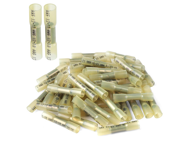 250PCS Yellow Heat Shrink Butt Wire Connectors 12-10 AWG, Insulated Waterproof Electrical Wire Connectors Automotive Marine Grade Wire Crimp...