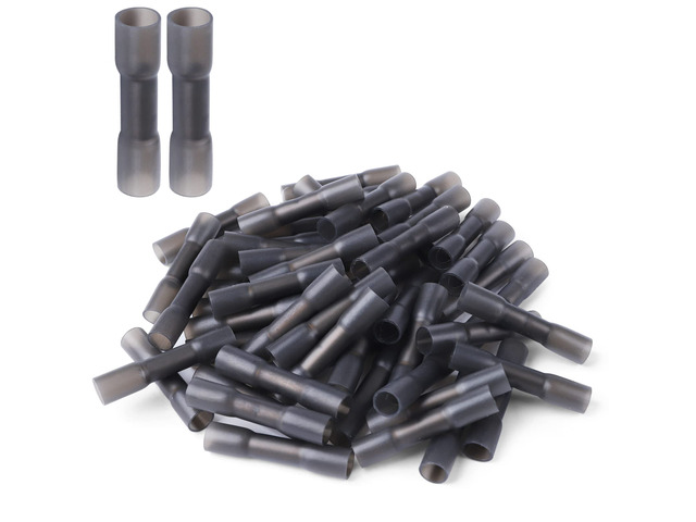 250PCS Black Heat Shrink Butt Wire Connectors 14-12 AWG, Insulated Waterproof Electrical Wire Connectors Automotive Marine Grade Wire Crimp...
