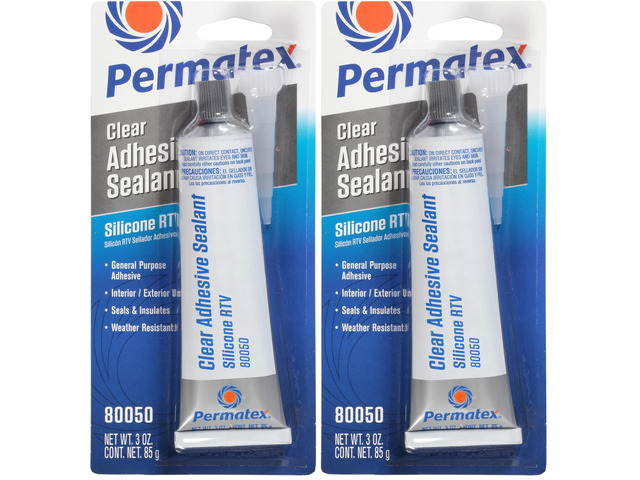 80050 Clear RTV Silicone Adhesive Sealant, 3 oz (Pack of 2)