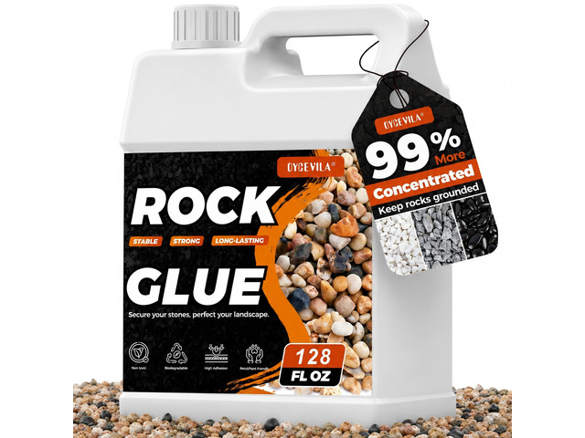 Oyevila Gravel Glue for Landscaping, 1 Gallon Rock Binder, Dries Clear Water-Permeable Gravel Glue Helps Stabilize Loose Rock While Allowing Rain...