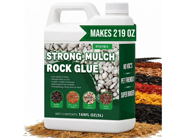 Oyevila Rock Glue for Landscaping, 1.32 Gallon Mulch Binder, Dries Clear Dries Clear with No White Crust, Helping Mulch, Pea Gravel and Decorative...