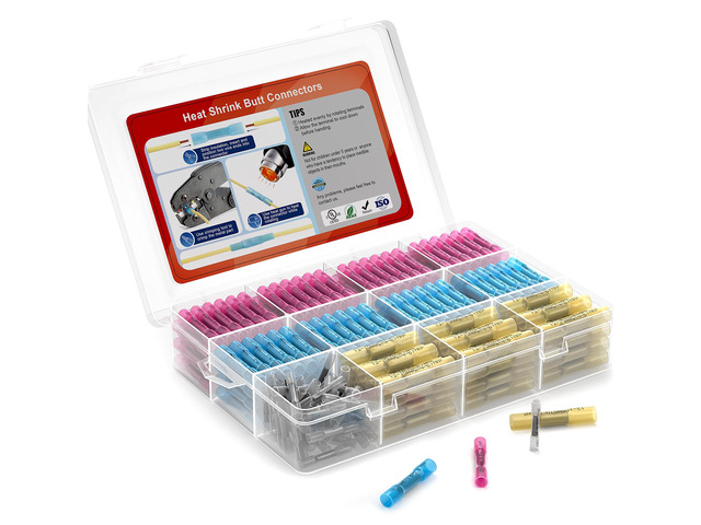 Heat Shrink Wire Butt Connector Kit Marine Waterproof Crimp Splice Terminal,380 pcs