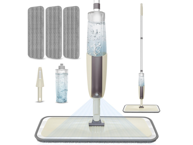 Spray Wet Mops for Floor Cleaning: Hardwood Floor Mop Refillable Reusable 3 Washable Pads for Swiffer PowerMop, Commercial Dust Mop Lightweight,...