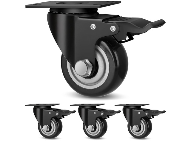 3 Inch Industrial Heavy Duty Swivel Caster Wheels with Brake,Set of 4 Safety Locking Casters,Load 1600lbs,Premium Polyurethane Wheels for...