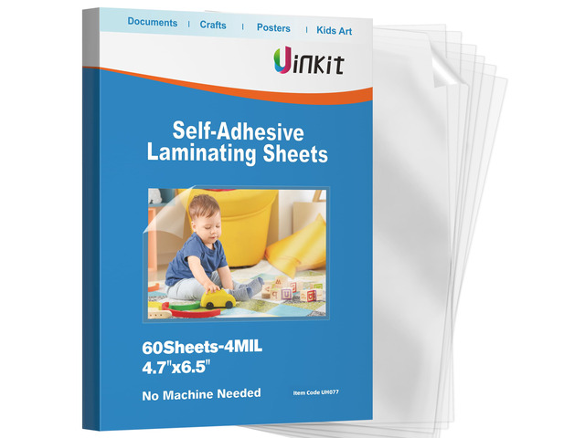4Mil Self-Adhesive Laminating Sheets, 4.3 x 6.3 Inches 60 Pack for 4x6 Photos, Recipe Cards & Polaroids, Heat-Free, Acid-Free, No Machine Needed,...