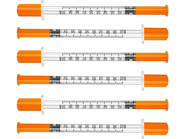 u-100 1cc 31 gauge 5/16 inch syringe, disposable syringes, 100 Pack Individually Packed, Bold Scale, Smooth Plunger Movement,Fine Tip