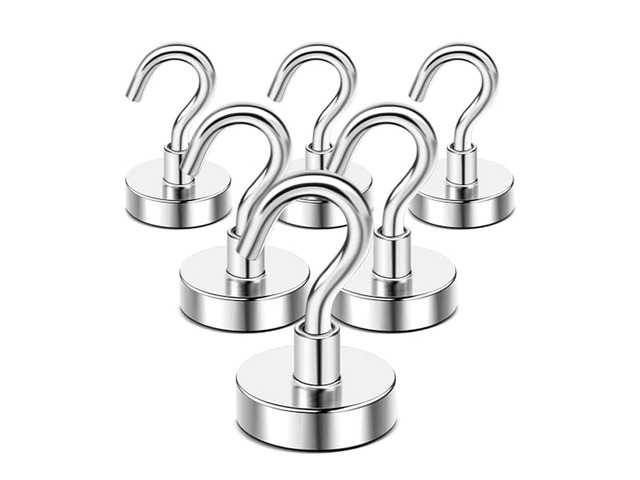 Magnetic Hooks,170lbs Heavy Duty Magnets with Hook Silver 6 Pack Rare Earth N52 2026 Cruise Cabin Ship Essentials for Fridge Hanging Classroom...