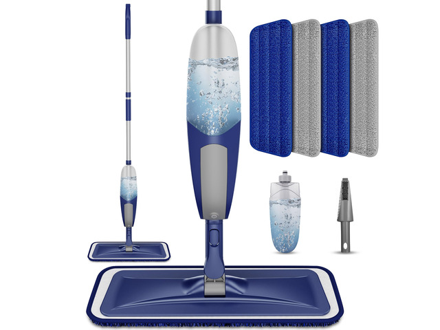 Spray Mops for Floor Cleaning: Wet Microfiber Mop for Hardwood Tile 4 Washable Pads fit for Swiffer PowerMop, Refillable Bottle, Wet Dry Use for...