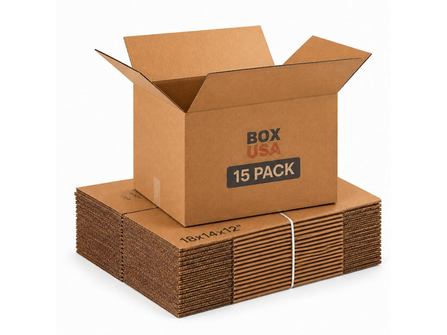 Medium Moving Boxes 18'L x 14'W x 12'H 15-Pack - Corrugated Cardboard for Shipping, Mailing, Packing, Packaging and Storage