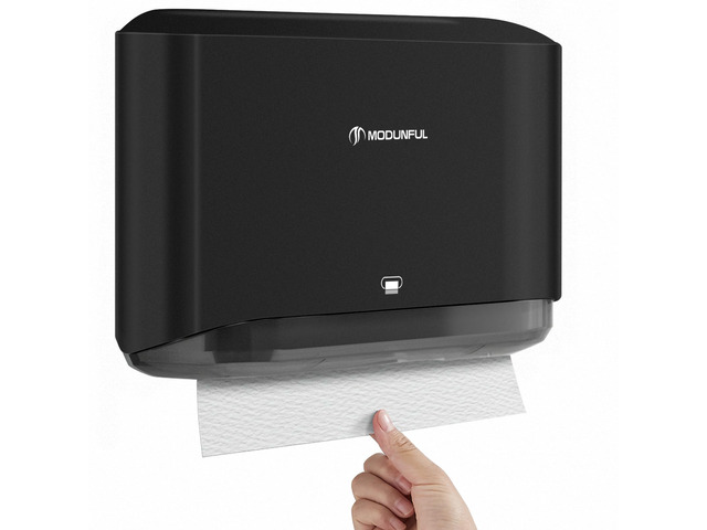 , Multifold/Trifold/C Fold Papers Dispenser, Bathroom Hand Towels Wall Mounted Tissue Holder, No-Drill Adhesive Commercial or Home Black