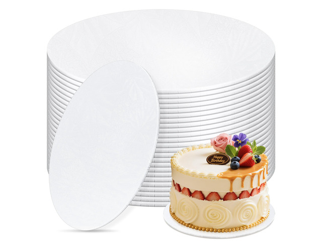 12 PCS Cake Boards 10 Inch Round, 10 Inch Cake Drums, 1/4' Thick Cake Drum, Cake Board Food Grade Cake Base, White Cake Cardboard Circles Bases...