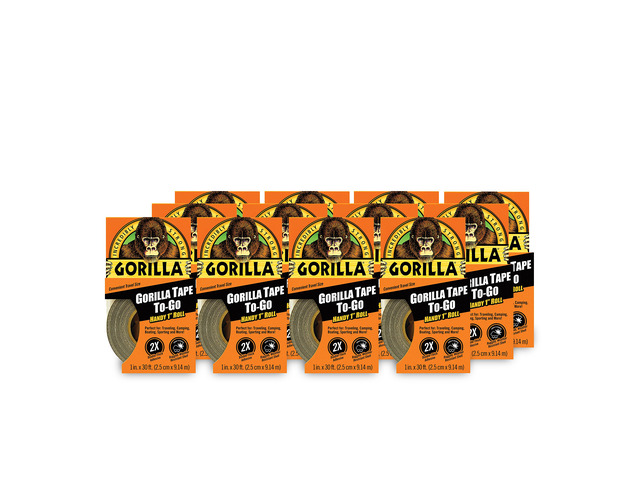Tape, Mini Duct Tape To-Go, 1' x 10 yd Travel Size, Black, (Pack of 12)