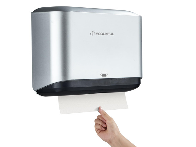 Trifold Hand Towel Dispenser for Bathroom - C Fold Paper Towel Dispenser Wall Mount with No-Hole Adhesive Installation, Compact 200 Sheets Large...