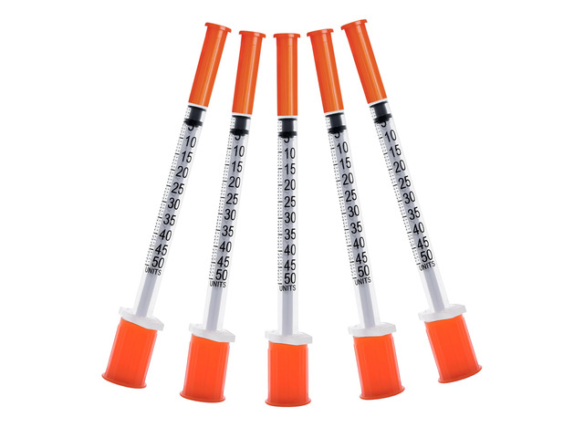 31G 0.5cc 1/4 Inch (6mm) Syringe with Needle, Individually Wrapped, Pack of 100