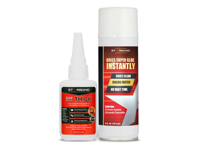 2 oz Thick CA Glue with 6 oz Aerosol Activator Bundle Premium Cyanoacrylate Super Glue for Mitre Joint Bonding, Woodworking, Carpentry, Archery...
