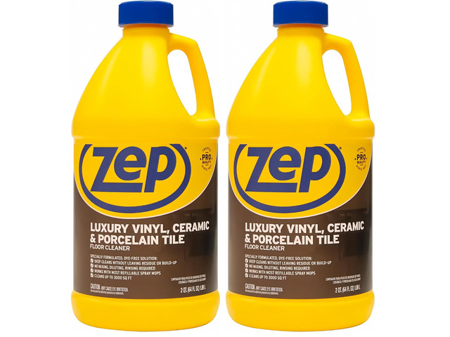 Luxury Vinyl, Ceramic and Porcelain Floor Cleaner - 64 oz. ZULVCP64 Safe for Grout, Pro Formula (Pack of 2)
