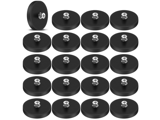 Rubber Coated Magnets, 20 Pack Magnetic Mount Base with M5 Studs Strong Round Magnetic License Plate Holder 30LBS Neodymium Magnet Threaded Heavy...