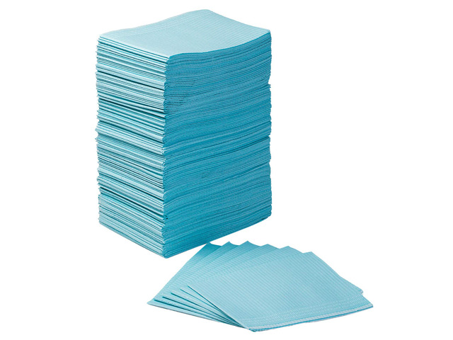 125 Pack Dental Bibs 3-Ply Disposable Dental Bibs 13' x 18' Patient Bib 2-Ply Paper 1-Ply Film, Waterproof, Blue