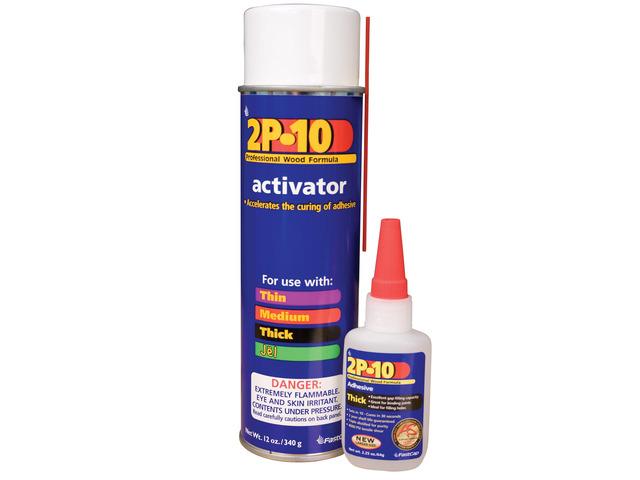 2P-10 SoloKit - Instant Adhesive & Activator Set Professional Woodworking Glue Kit (12 oz Activator + 2 oz Thick Adhesive)