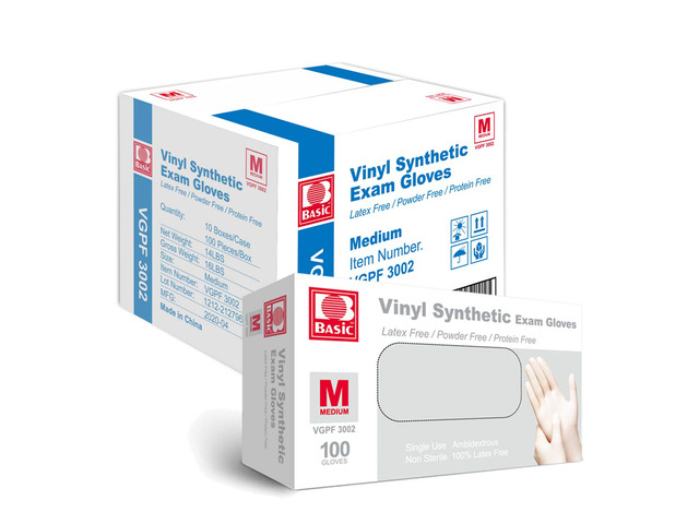 Medical Clear Vinyl Exam Gloves - Latex-Free & Powder-Free - VGPF3002 (Case of 1,000), Medium