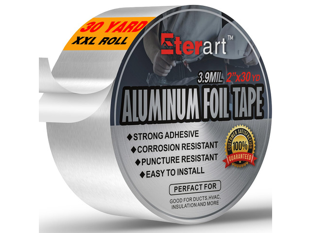 Aluminum Foil Duct Tape, High-Temp Seal for HVAC,2' x 30Yds Heavy Duty, Patching,Air Ducts,Metal Repair, Foamboard,Insulation,Dryer Vent and...