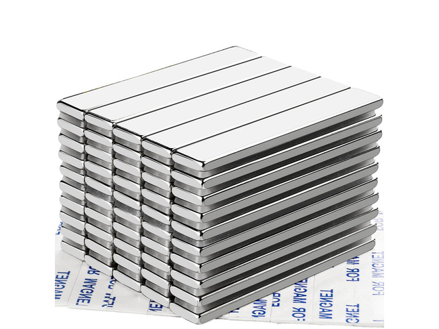 Strong Neodymium Magnets with Adhesive Backing, 50 Pack, 60x10x3 mm Powerful Rare Earth Bar Magnets, Waterproof Black Magnetic Magnet Strips Heavy...