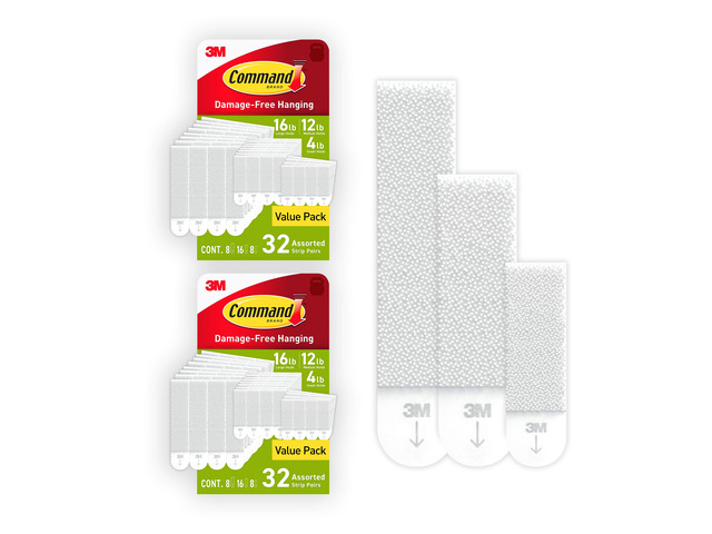 Picture Hanging Strips Variety Pack, Damage Free Hanging Picture Hangers, No Tools Wall Hanging Strips for Living Spaces, White, 16 Small Pairs, 32...