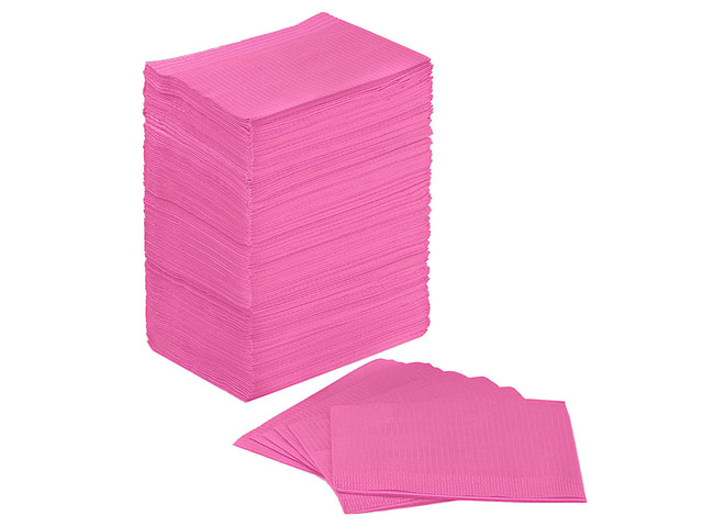Dental Bibs, Disposable Dental Bibs Fuchsia, 125 Pack Dental Bib 2-Ply Paper 1-Ply Film, Waterproof, Soft & Comfortable, 13' x 18' Wide Coverage...
