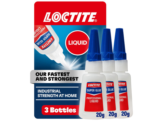 Super Glue Liquid Professional, 20g Bottle (Pack of 3) HeavyDuty Instant Adhesive for Plastic, Wood & Metal, Clear Superglue with Precision Nozzle,...