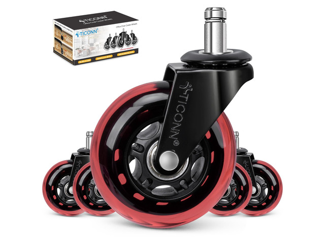 Office Chair Wheels, 3' Caster Wheels for Tile Carpets, Set of 5 650 lbs Weight Capacity, Smooth & Quiet Rolling, Scratch-Free Floor Protection,...