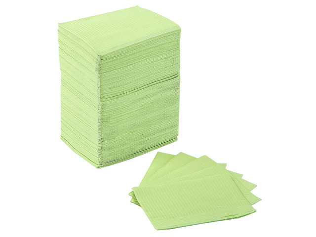 125 Pack Dental Bibs, Disposable Dental Bibs 3-Ply Patient Bib Green 13' x 18', 2-Ply Paper 1-Ply Film, Waterproof, for Dental Clinic Tray Covers