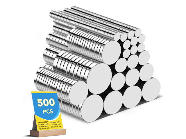 500Pcs Small Magnets, 7 Sizes Refrigerator Magnet Rare Earth Magnets Neodymium Magnet for Crafts, Whiteboard, Kitchen Cabinet