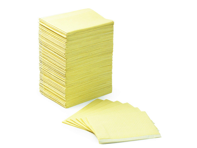 Dental Bibs 125pack, Disposable Tattoo Bibs 3-Ply, 13' x 18', Yellow 2-Ply Paper 1-Ply Film, for Medical Tray Covers