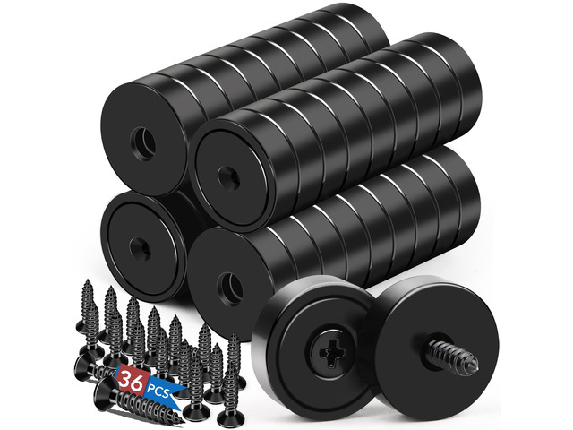 Strong Magnets Heavy Duty Screw On Neodymium 20LBS Magnet 36 Pack Rare Earth With Screw Hole Door Catch Adhesive Magnetic Locker Cabinet Round Wall...