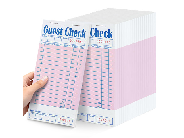 20 Pack/1000 Tickets Guest Checks Books for Servers, Pink