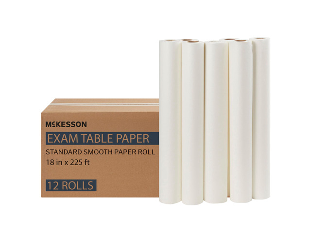 Medical Exam Table Paper Rolls, Spa, 18 in x 225 ft, 12 Rolls Diaper Changing, Nursing, Chiropractor, Patternmaking, Tracing, Premium Smooth