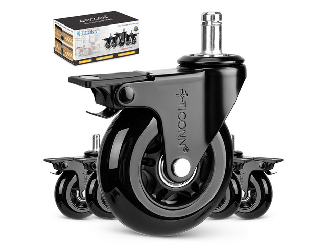 Office Chair Wheels, 3' Caster Wheels for Tile Carpets, Set of 5 650 lbs Weight Capacity, Smooth & Quiet Rolling, Scratch-Free Floor Protection,...