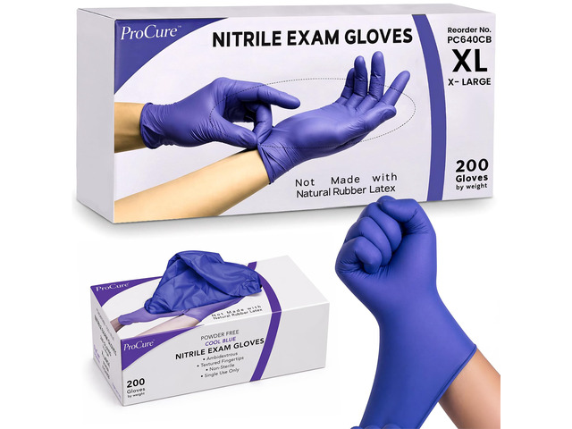 Disposable Nitrile Gloves - Latex & Powder Free - 200 Ct, XL Cool Blue Medical Gloves, XS-XL Sized to a Hand Chart, Non-Sterile, Ambidextrous,...