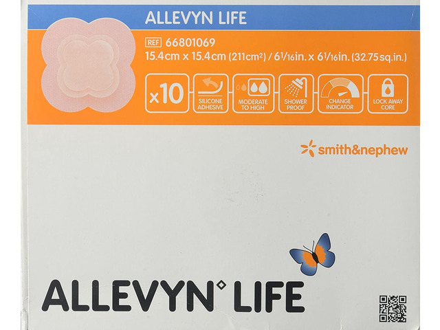 +Nephew ALLEVYN Life Wound Dressing, 6' in X 6' in Box of 10