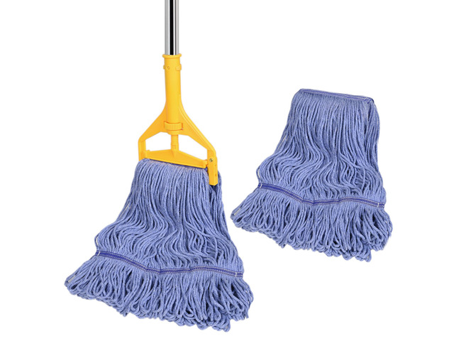 Commercial Mop with Extra Head Replace,63' Heavy Duty Industrial Mop Long Mop Handle Looped-End String Wet Mops for Floor Cleaning for Warehouse,...